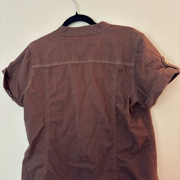 Denim & Co. Women’s Brown Button-Front Utility Shirt Size L - Picture 8 of 8